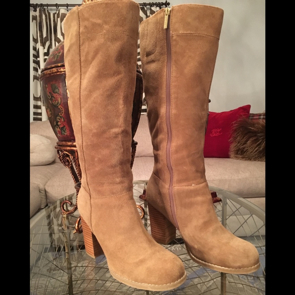 Nine West Boots 9.5M Taupe Cardiff Suede 3.5” heel